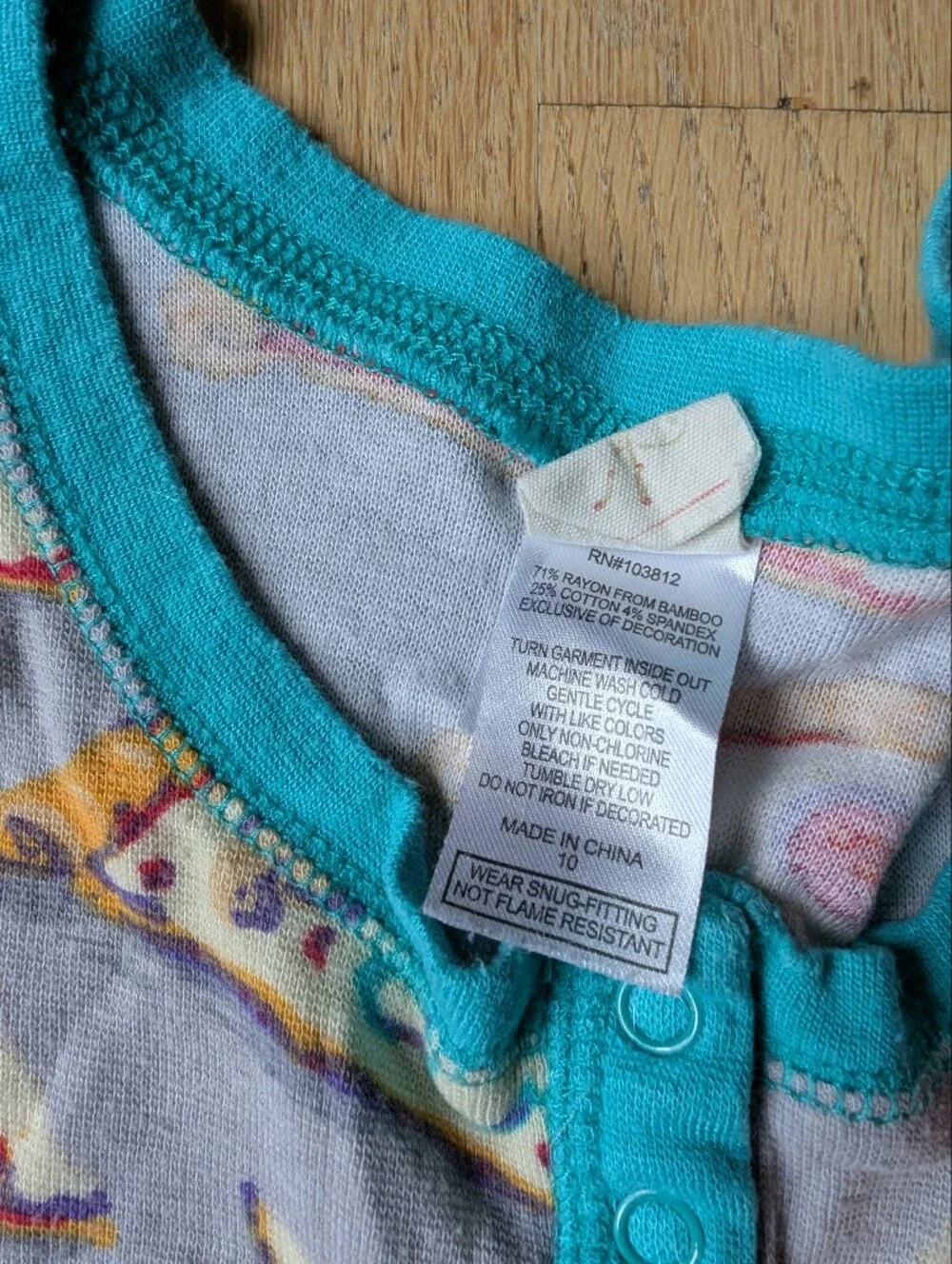 munki munki Pizza Print Long Sleeve Pajama Set with Teal Trim